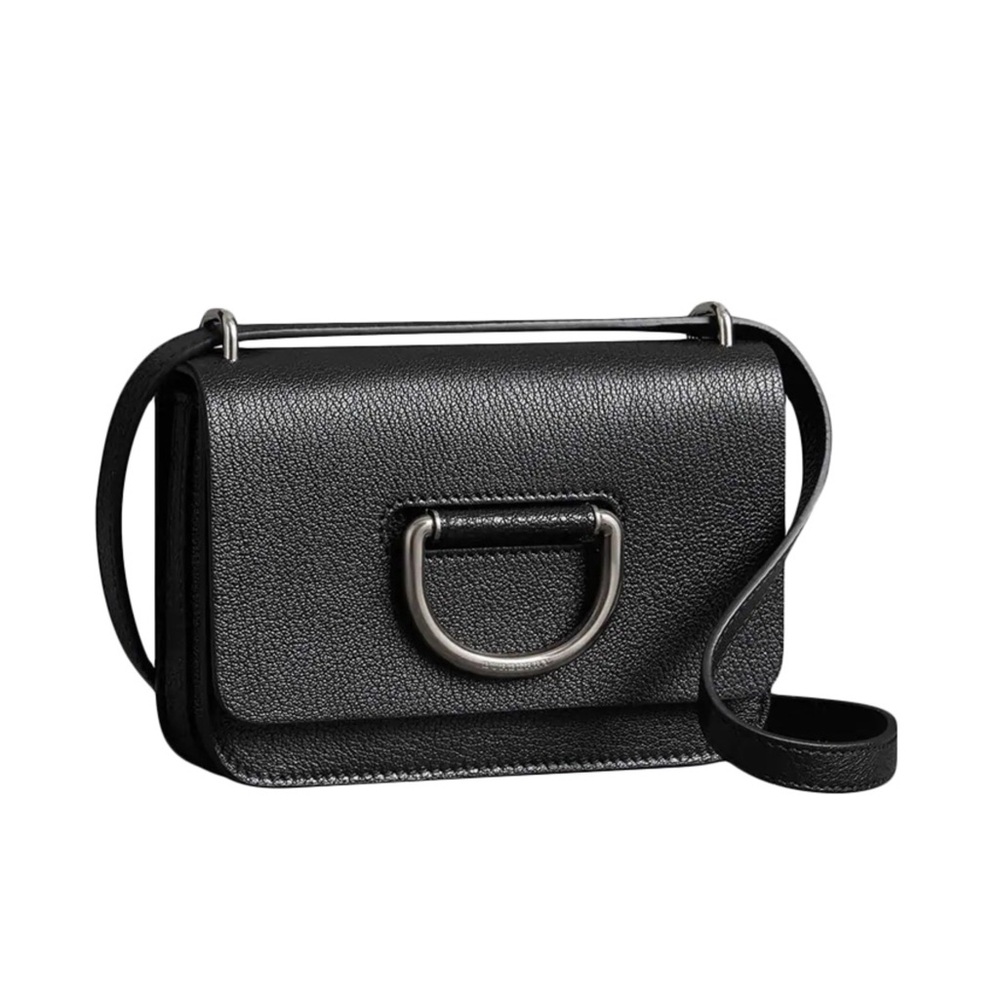 BURBERRY Classic Neutral Black Pebbled Leather D-Ring Mini Flap Crossbody Bag - Picture 5 of 17